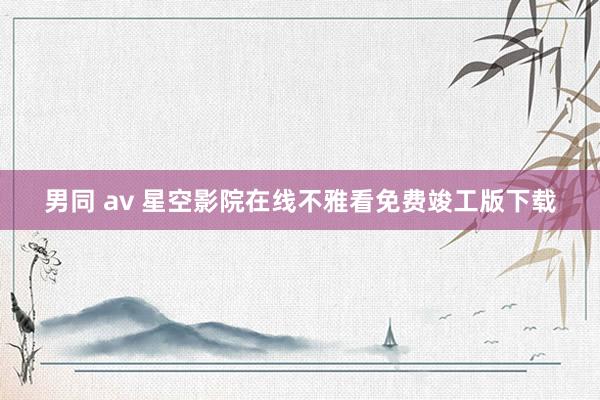 男同 av 星空影院在线不雅看免费竣工版下载