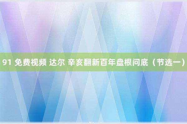 91 免费视频 达尔 辛亥翻新百年盘根问底（节选一）